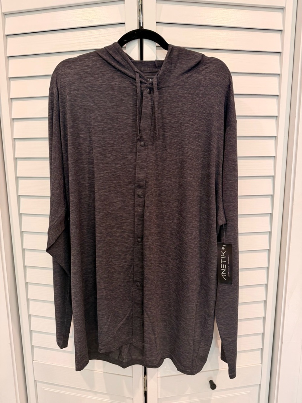 Anetik Performance Long Sleeve Heather Charcoal Snap Pro Hoody